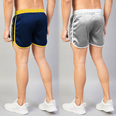 Solid Men Shorts (Navy | Grey) (Pack of 2)