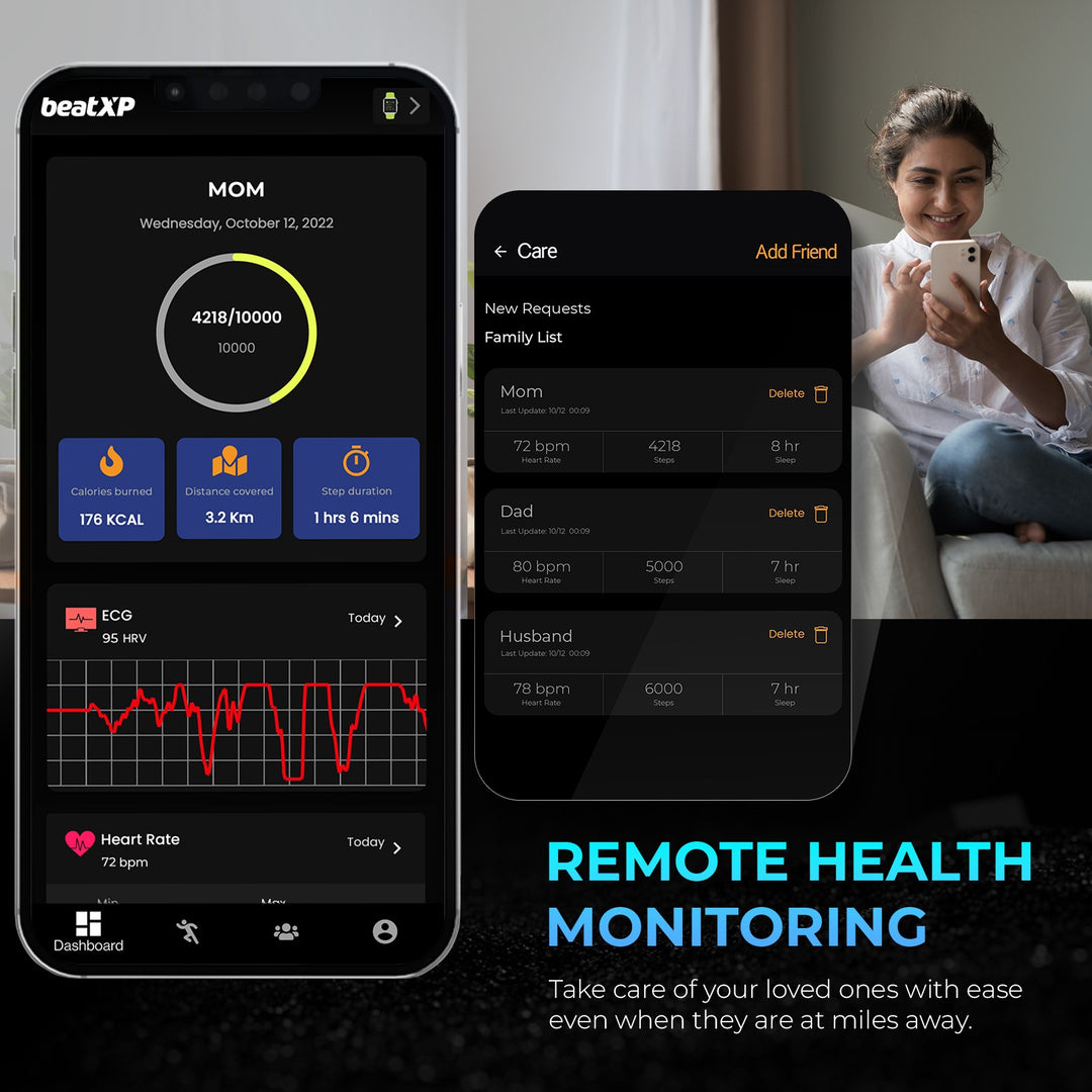 Exact | 1.32" Full HD Screen | Medical Grade ECG & Family Remote Health Monitoring Smartwatch (Black Strap | Free Size)