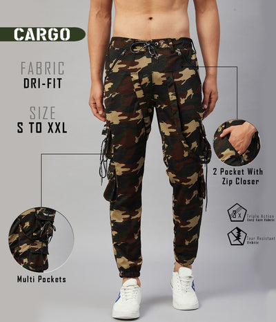 Men Army Green Printed Joggers (Pack of 1)