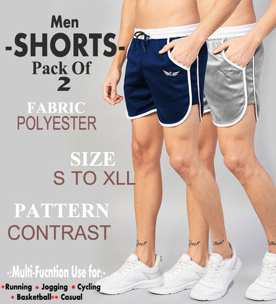 Colorblock Men Shorts (Navy | Grey/White) (Pack of 2)