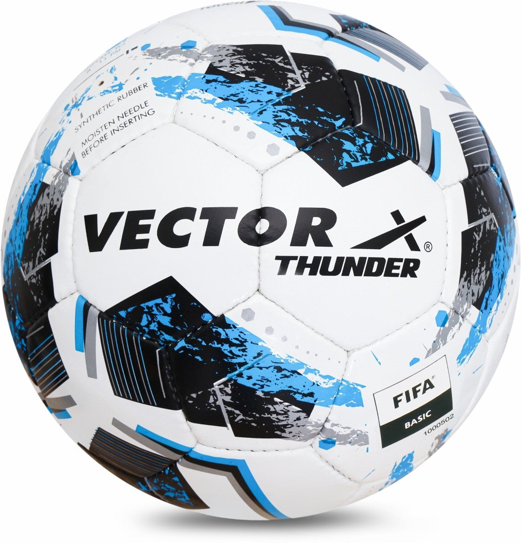 Thunder FIFA BASIC Football - Size: 5 (Pack of 1)(White-Blue)