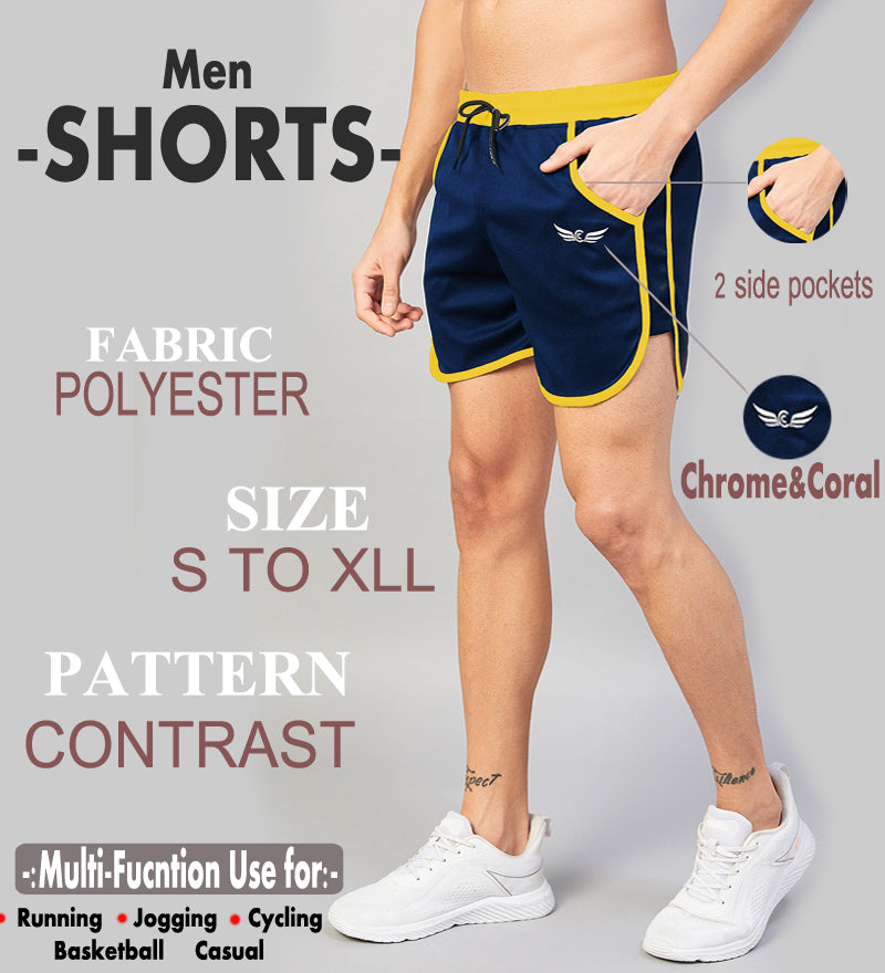 Colorblock Men Shorts (Navy | Yellow) (Pack of 1)