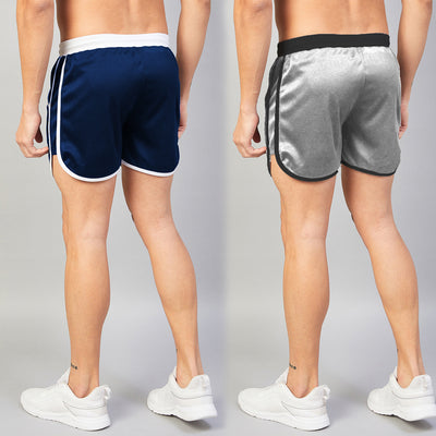Colorblock Men Shorts For Training & Workout (Navy | Grey/Black) (Pack of 2)