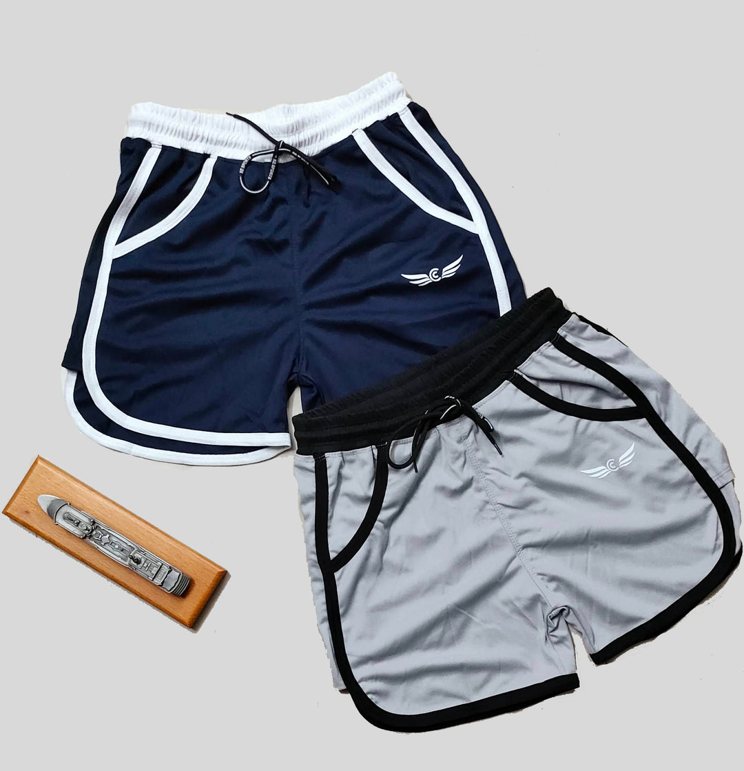 Colorblock Men Shorts (Navy/White | Grey) (Pack of 2)