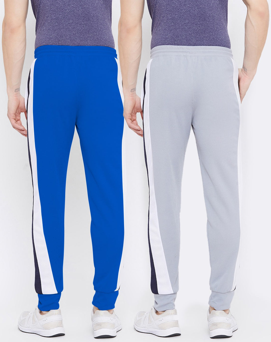Men Solid Blue/Grey Hiking Track Pants (Pack of 2)
