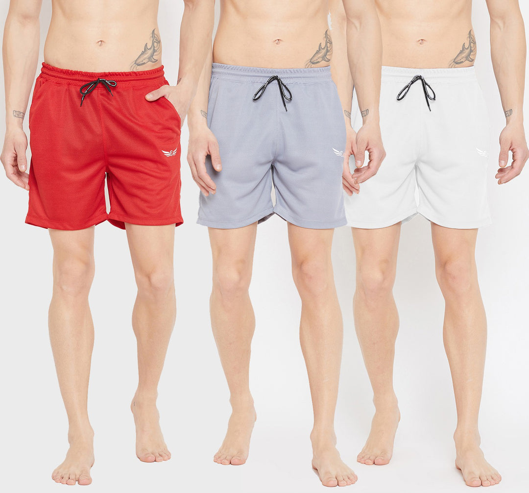 Men Shorts (Red |Grey |White) (Pack of 3)