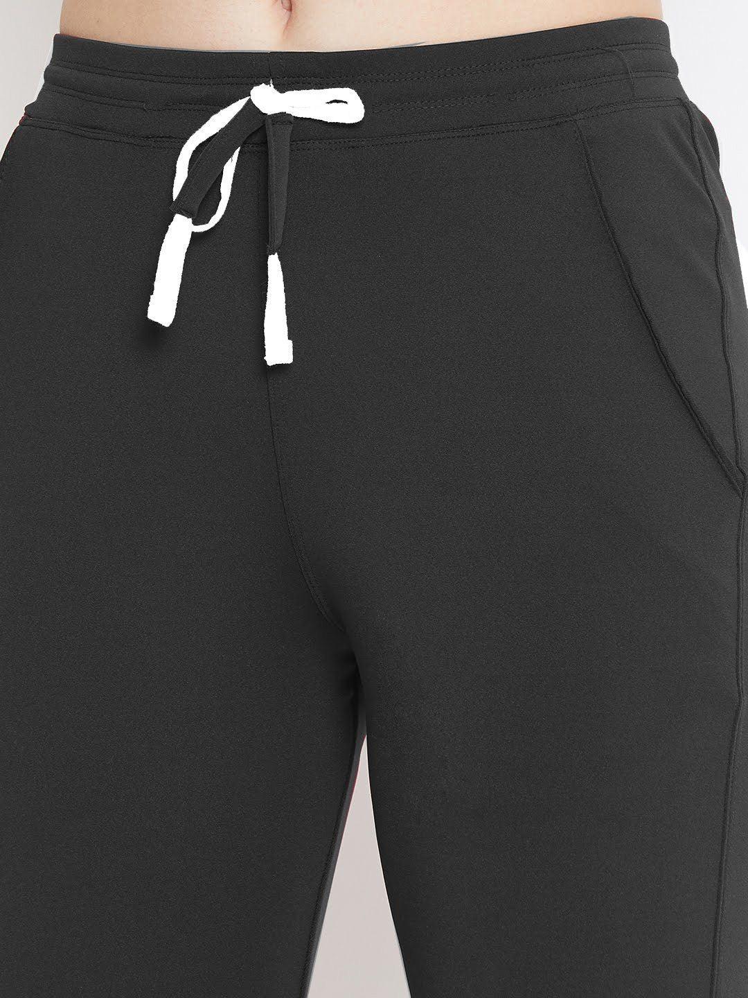 Women Black Solid Track Pants - Kriya Fit