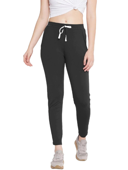 Women Black Solid Track Pants