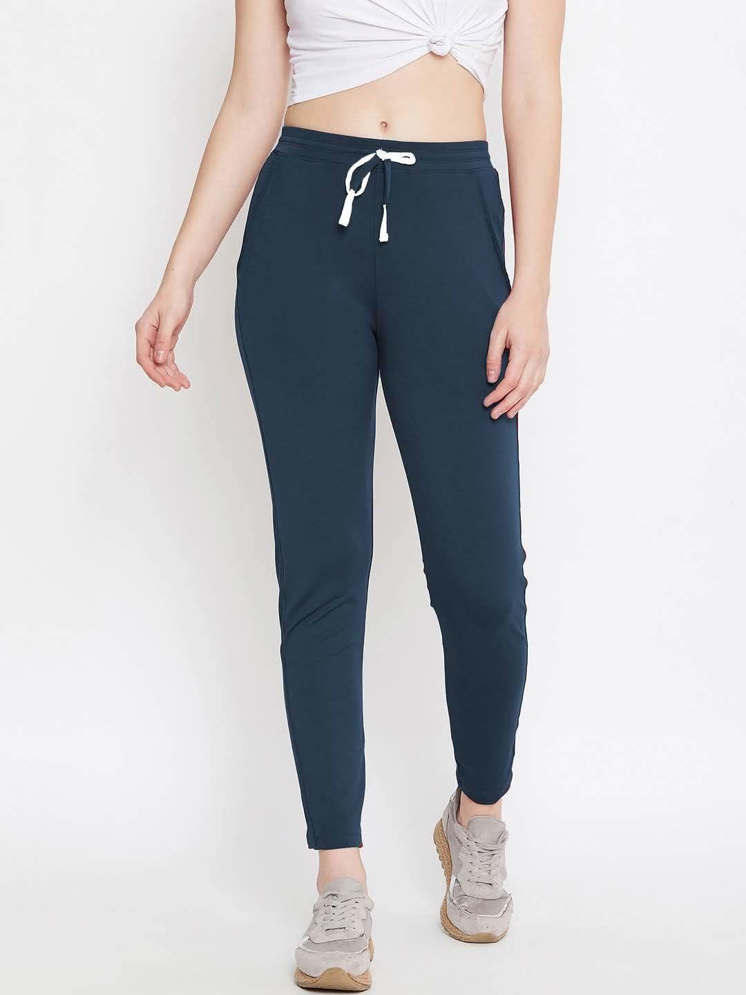 Women Dark Blue Solid Track Pants - Kriya Fit