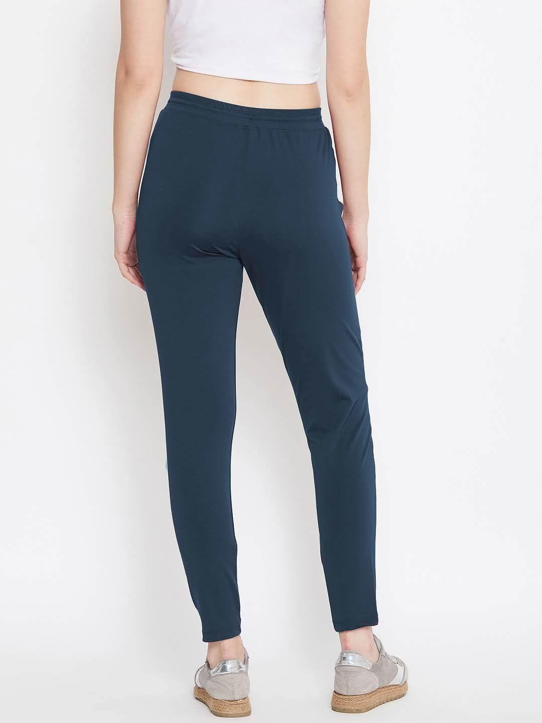 Women Dark Blue Solid Track Pants - Kriya Fit