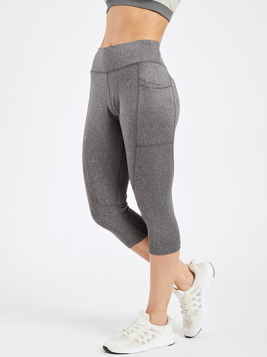 Creeluxe Fierce Grey Pocket Capri Leggings