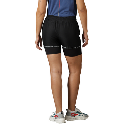 Women's Double layered solid Training shorts with Drawstring waist.