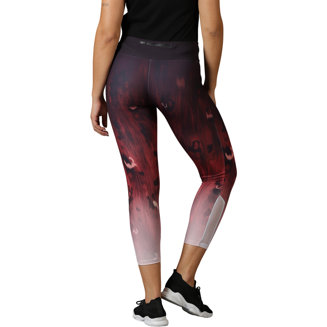 Women's Skin fit Digital printed Training Tights with Elasticated waist & Zipper pocket.