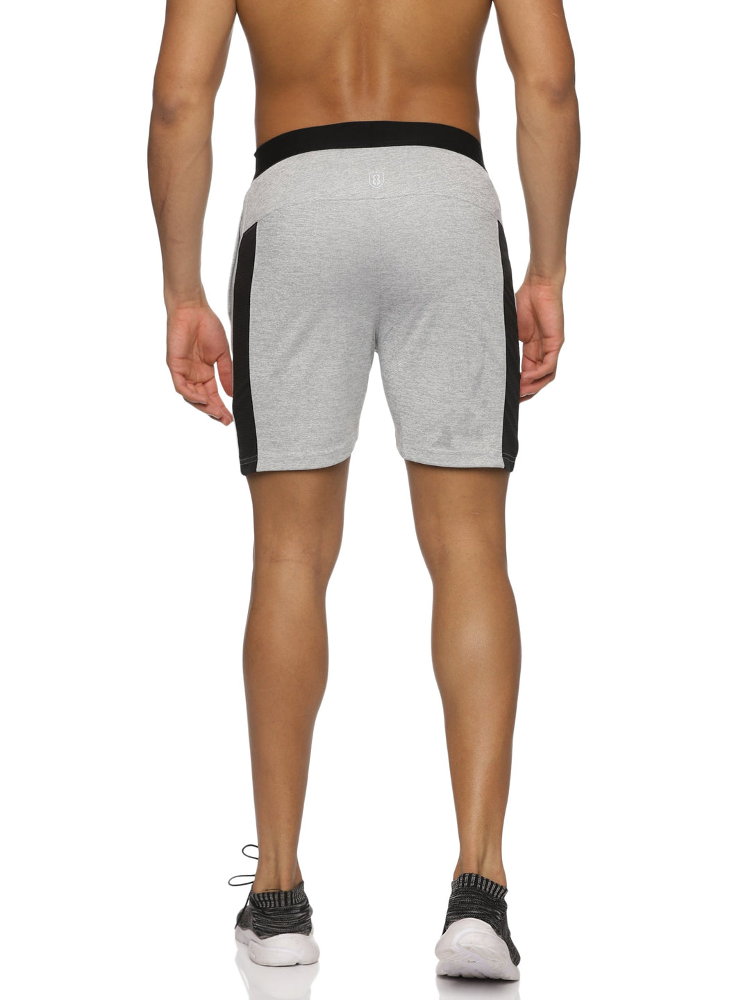 Men's Cut And Sew Training Shorts With Elastic Waist Band & Zipper Pockets (Grey)