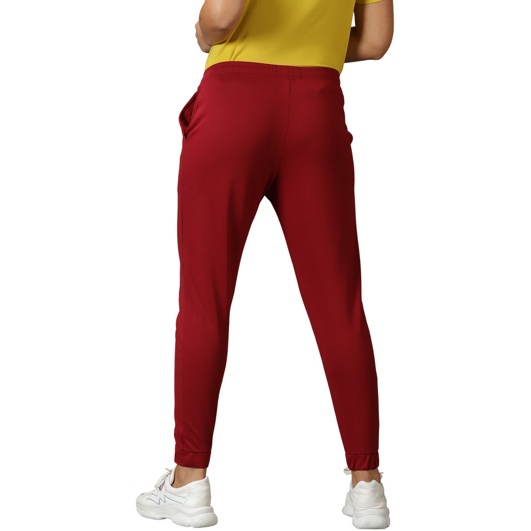 Women's Digital Print Solid Training Track Pants with Drawstring waist & Pockets.