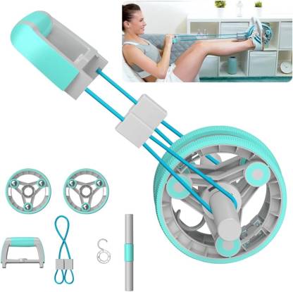 4 in 1 AB Roller Kit Multifunction Abs Roller With Push Up Bar & Resistance Tube Ab Exerciser (Blue)