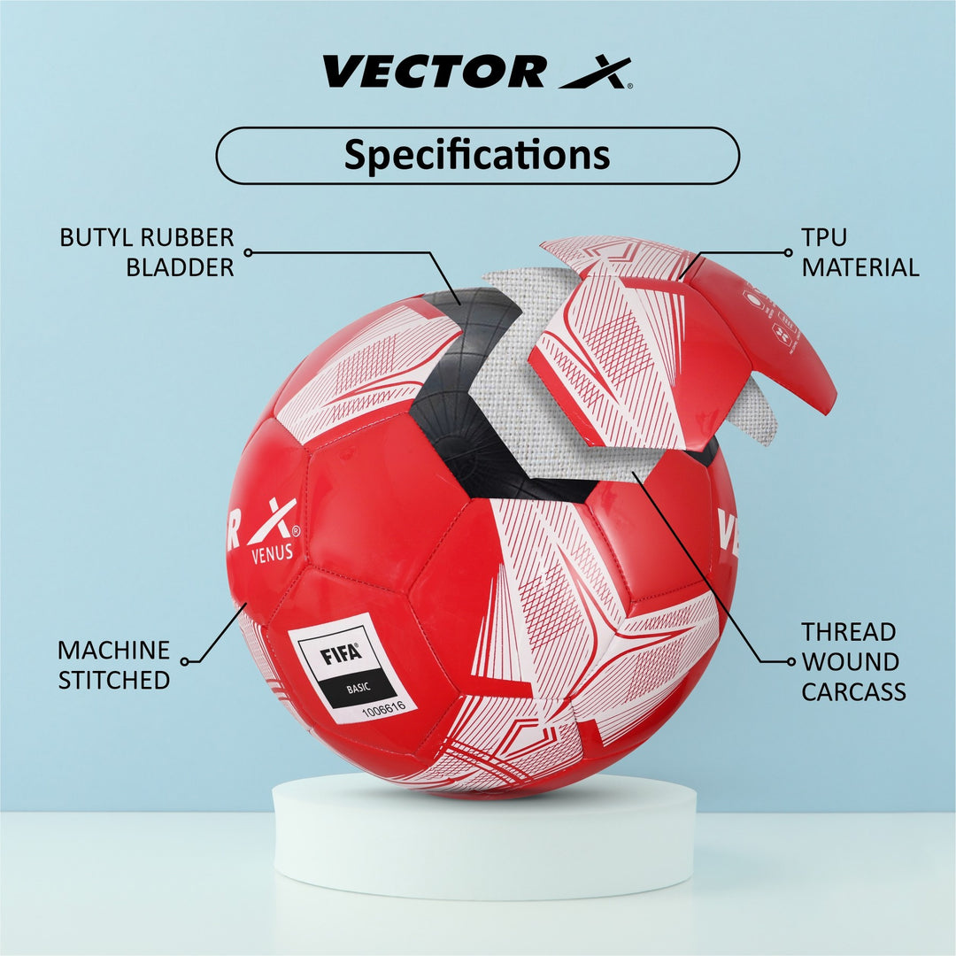 Venus Football - Size: 5 (Pack of 1 | Red | White)