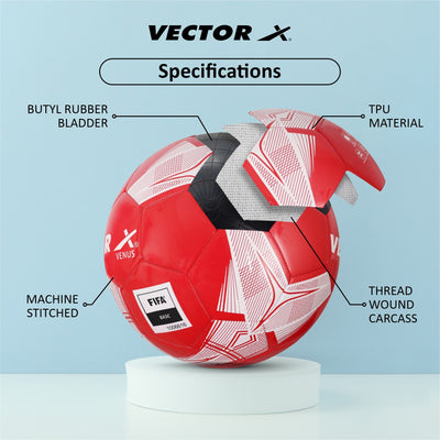 Venus Football - Size: 5 (Pack of 1 | Red | White)