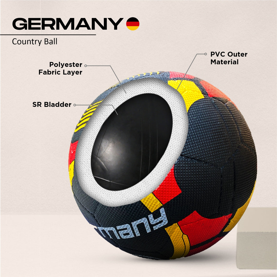 Germany Rubber Moulded Football - Size: 5 (Pack of 1 | Red | Black)