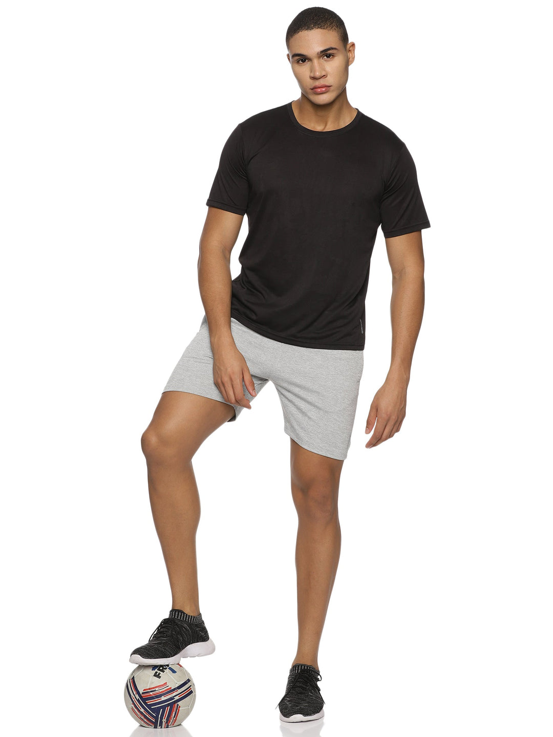 Men's Cut And Sew Training Shorts With Elastic Waist Band & Zipper Pockets (Grey)