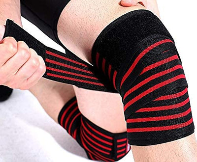 Weight Lifting Knee Wraps Heavy Duty Elastic 40 Inches Compression Knee Support Straps for Squates | Powerlifting | and Gym Workout (Color May Vary | 1Pair)