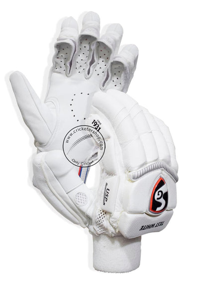 Test White Cricket Batting Gloves Mens Size (Right) | Cotton