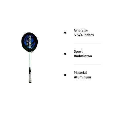 Aluminum Badminton Racquet (Cb 88 | Green And Silver | 0.0896 G)