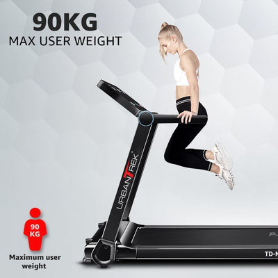 TD-N1(4HP Peak) Motorized Treadmill for Home |Max Speed 12km/hr | Max User Weight 90kg |12 Pre-Set Workout |Compact Vertical Foldable |3 Year Motor & Lifetime Frame Warranty |Do it Yourself