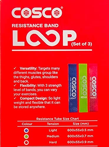 Latex Resistance Band Loop (Set Of 3 | Light | Medium | Hard)
