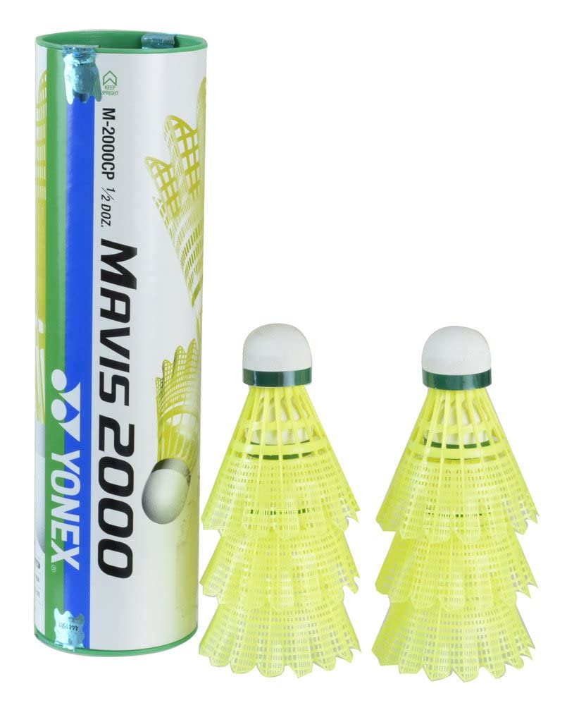 Mavis 2000 Green Cap Nylon Badminton Shuttlecock | Pack of 6 - Made in Japan