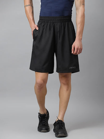 Men's Regular Fit Polyester Shorts (Trendy Black)