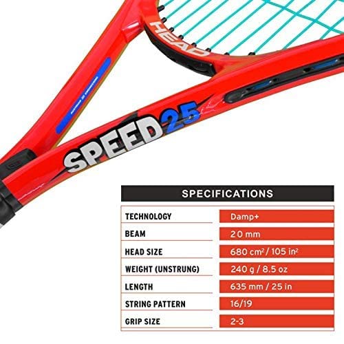 Speed Juniors Kid's 25 Tennis Racquet (240 g | Age 8-10) Frame: Aluminium | Multicolor