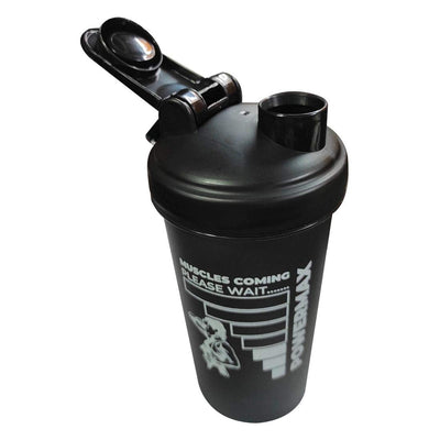 PSB-7 Plastic Leak Proof Class Portable Protein Shaker Bottle with Measurement Line ( Black | 700 Milliliters )