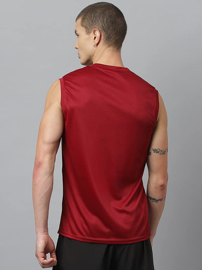 Men's Slim Fit Polyester Sleeveless T Shirt