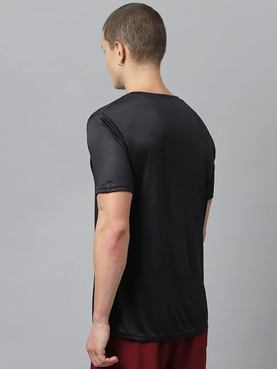 Men's Slim Fit Polyester Half Sleeve T Shirt (Supreme Black)