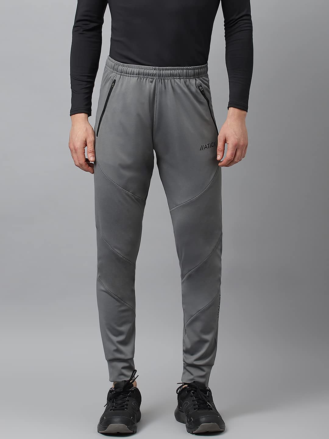Men's Slim Fit Polyester Joggers (Steel Grey)
