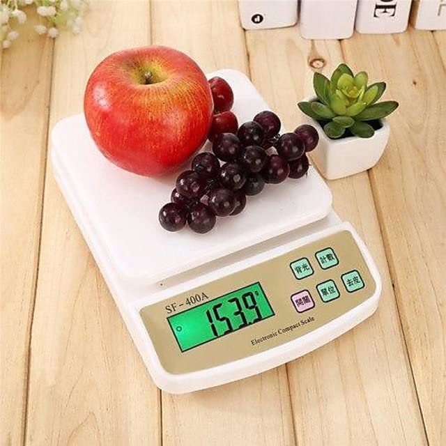 Digital Kitchen Weighing Scale 0.1 gm to 10 kg Portable Weighting Machine for Home Electronic Food Weight Machine LCD Black Display Measuring Cooking Vegetable Fruit Multipurpose food weighing machine weight machine (SF-400A)