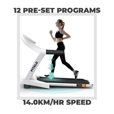 PlayT3 Lite (5HP Peak) Pre-Installed Motorized Treadmill for Home Use with 12 Pre-Set Workout | Max Speed 14/hr |Max User Weight 110 kg | Foldbable | Free Installation Assistance | 3 Year Warranty