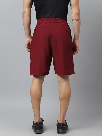 Men's Regular Fit Polyester Shorts (Wine Red)