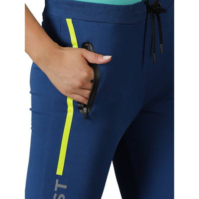 Women's Solid Training Track Pants with Drawstring waist & Zipper Pockets