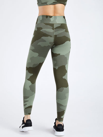 Creeluxe Camo Jacquard Olive Full Length Leggings