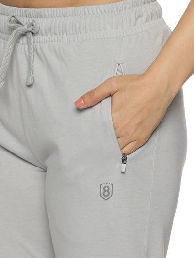 Women's Regular-fit athleisure Track pants with Elasticated waist with Drawstring & zipper pockets.