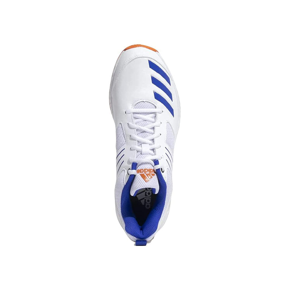 Men's Crihase 23 Cricket Shoe (Cloud White/Lucid Blue/Semi Impact Orange)