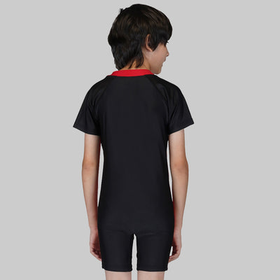 Swimming/Cycling Design Boys & Girls Swim-dress Swimsuit (Black)