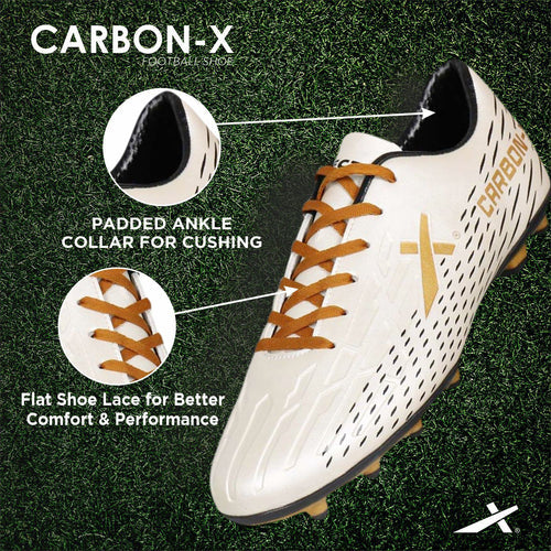 Carbon-X Football Shoes For Men (White | Gold)