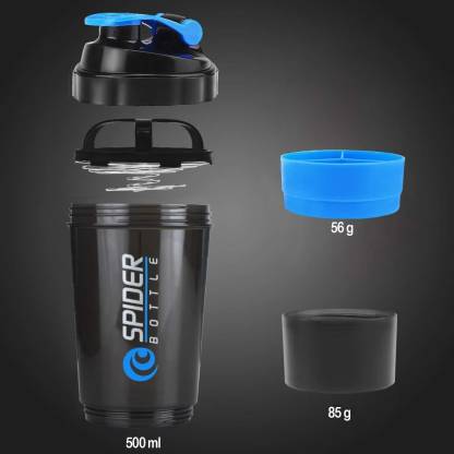 Spider Protein Shaker|Sipper Bottle|Gym Bottle| - 600 ml Shaker Multipurpose Gym Utility Bag 22 Liter (Pack of 1 Shaker & Gym Bag)