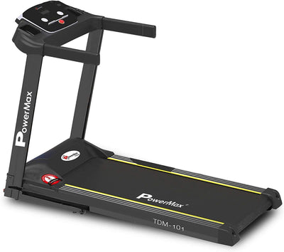 TDM-101 4HP Peak Motorized Treadmill Max User Weight:100kg Foldable With 12km/hr Speed Levels | LED Display | 12 Pre-Set Programs and Bottle & Accessories Holder (Black)