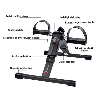 BS-MINI Mini Cycle Pedal Exerciser with Adjustable Resistance and Digital Display - For Light Leg and Arm Exercise and Physiotherapy at Home