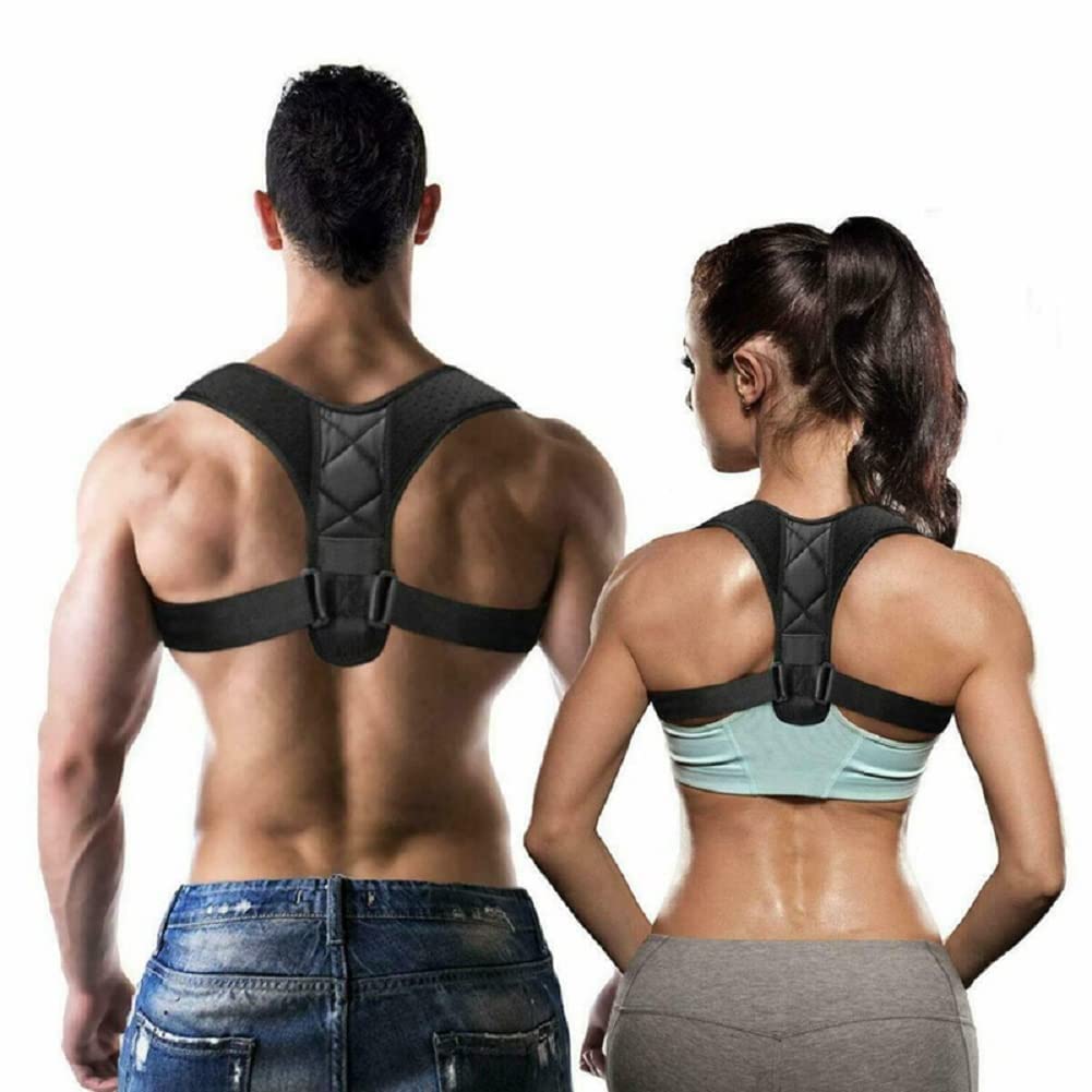 ALYV Adjustable Posture Support Belt (for sizes up to 42/XL) Back & Shoulder Support Brace with Heat Dissipation Holes Back and Shoulder Pain Relief for Men & Women