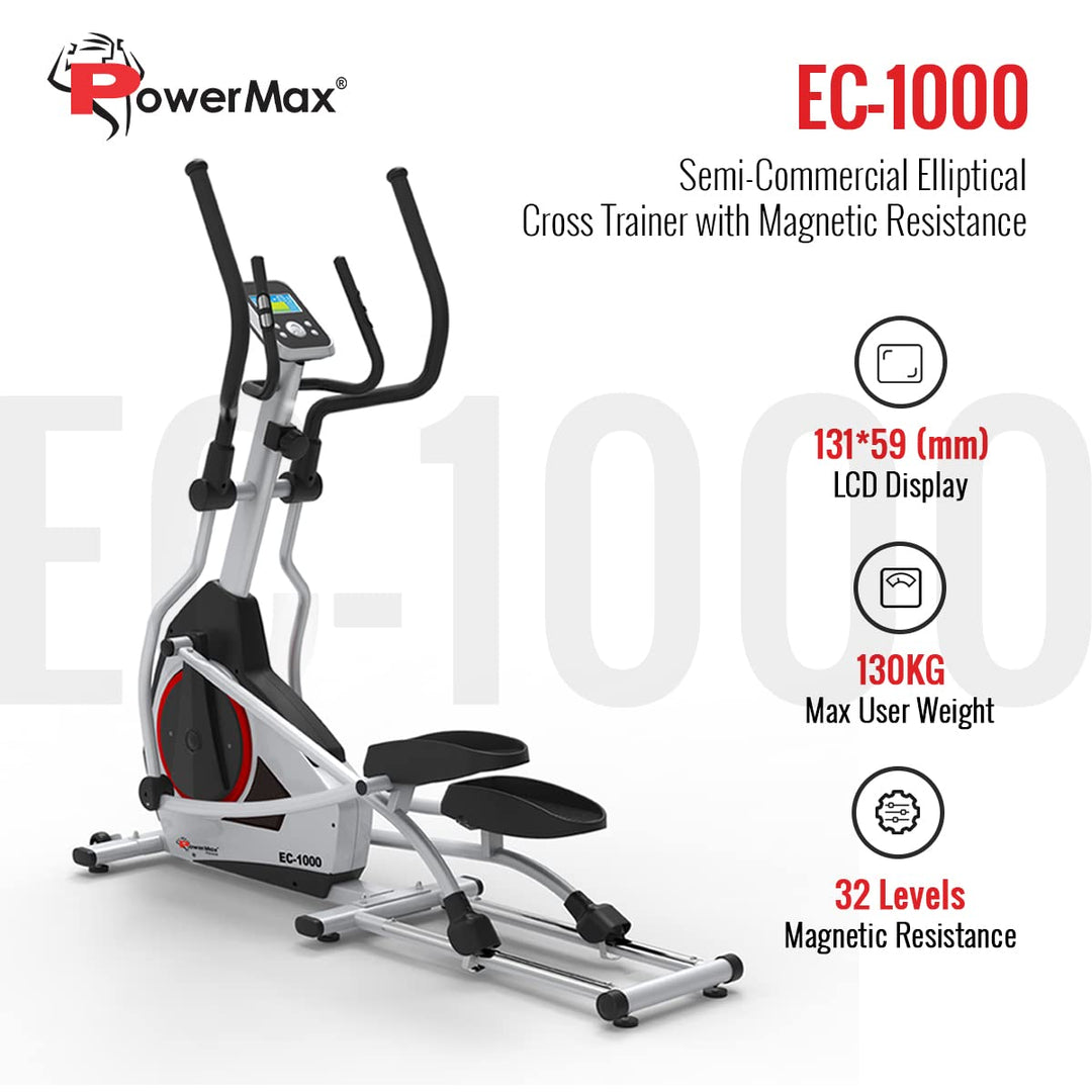 EC-1000 Semi-Commercial Motorized Electric Elliptical Cross Trainer with Magnetic Resistance | Black